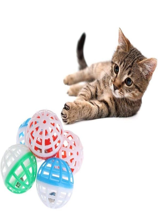 KittuPet Cat Toy Ball with Bell, Pet Toy Cat Bell Ball Cat Toy with Bell Cat Jingle Balls for Cats Kitten, Plastic Cat Toys Jingle Balls Pounce Chase Rattle Ball Toys Random Color 4 pcs Ball - Image 2